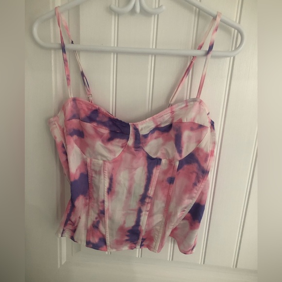 Purple Tie Dye Structured Corset Top from PLT - Picture 1 of 4
